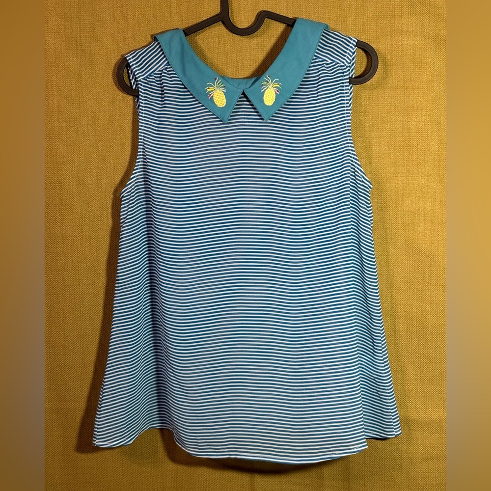 ModCloth Striped Pineapple Embroidered Stripe Top
